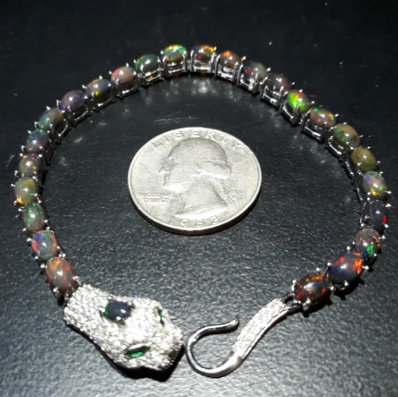 Natural Black Opal Serpent Bracelet L5 - Picture 2 of 3